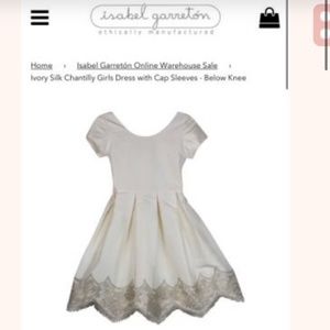 Isabel Garreton Ivory Silk Chantilly Dress with Cap Sleeves